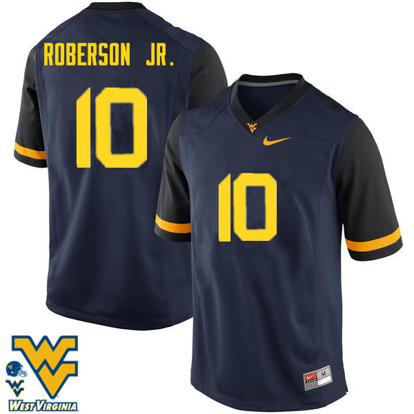 NCAA Men's Reggie Roberson Jr. West Virginia Mountaineers Navy #10 Nike Stitched Football College Authentic Jersey CR23Z27QX